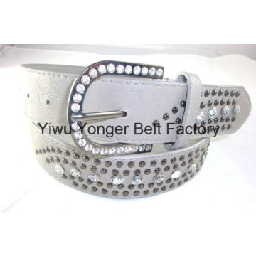 High Quality Fashion White Belt Rhinestone Decorated Jewel Belt